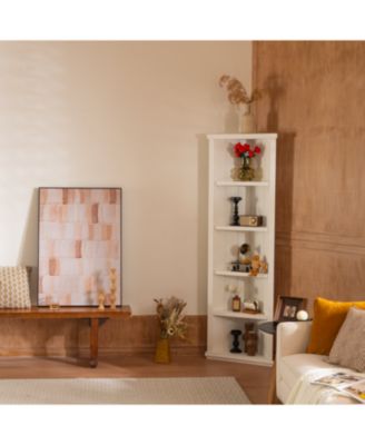 2x 75" Triangle Bookshelves - White (Set of 2)