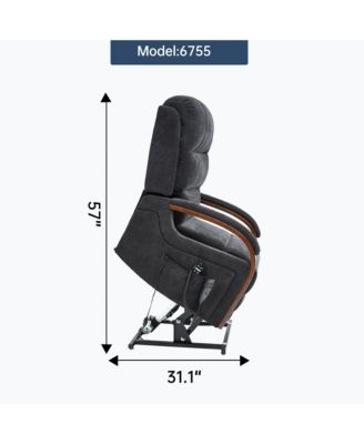 Power Black Chenille Lift Recliner, Heat & Massage, Dual Motor, 350 LBS