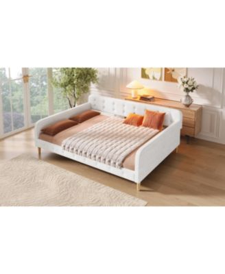 Queen Size Upholstered Daybed with 4 Support Legs
