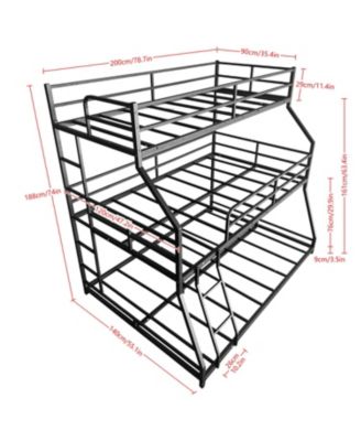 Triple Bed with Ladders & Guardrails - Easy Assembly