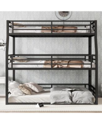 Triple Bunk Bed, Full/Queen, Metal, Heavy-Duty