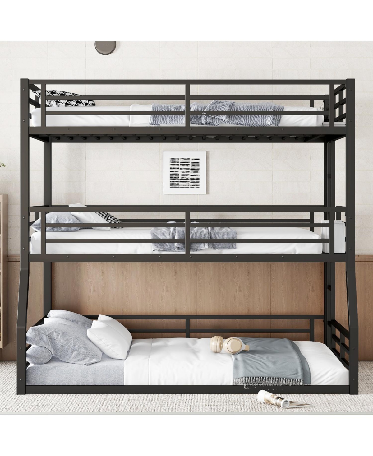 Streamdale Furniture Triple Bunk Bed, Metal, Heavy-Duty