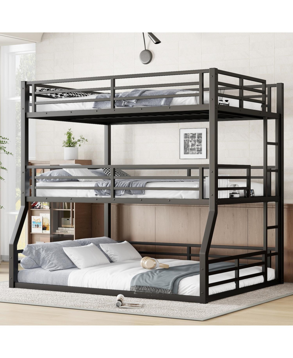 Streamdale Furniture Triple Bunk Bed, Metal, Heavy-Duty