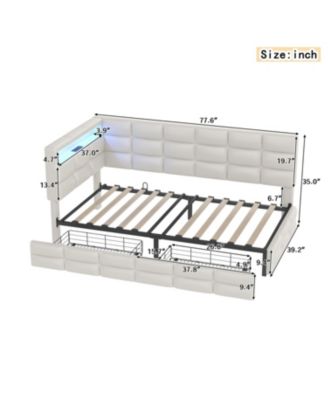 Upholstered Twin Daybed with Storage, LED Lights & Charging