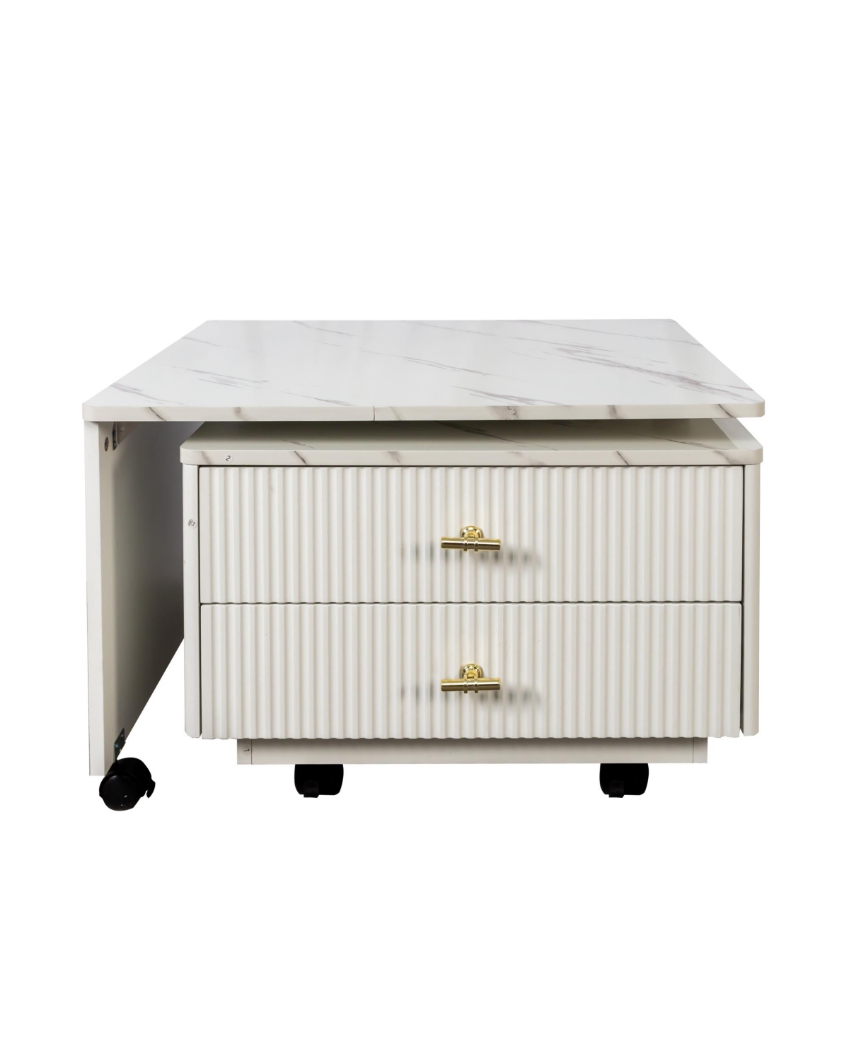 Streamdale Furniture Extendable Coffee Table w/ Storage, Reversible, 2 Drawers, 6 Wheels