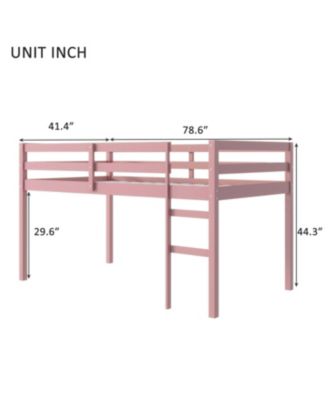 Solid Wood Twin Loft Bed with Ladder
