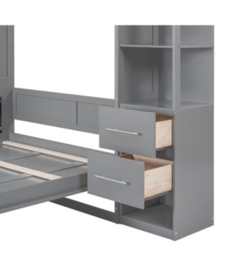Murphy Bed with Shelves, Drawers & Lights