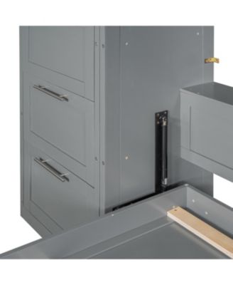  Queen Murphy Bed with Closet, Drawers & Shelves - Gray