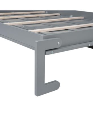 Queen Size Murphy Bed Wall Bed with Top Cabinets,Gray