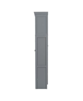 Queen Size Murphy Bed Wall Bed with Top Shelves & USB,Gray