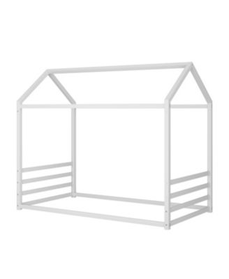 Montessori Metal Floor Bed Frame, House Bed with Guardrails, Kids/Toddlers.