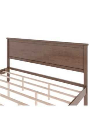 Mid-Century Wood Platform Bed with Headboard