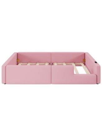 Twin Upholstered Platform Bed with Charging Station