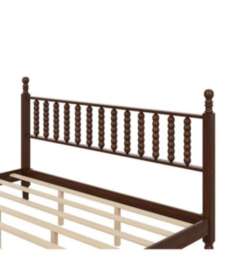 Streamdale King Wood Platform Bed, Gourd Headboard, Retro Style 