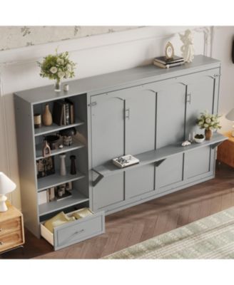 Queen Murphy Bed with Storage & Shelf
