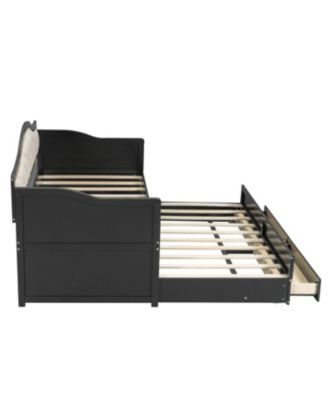 Streamdale Twin Daybed with Trundle & Storage, Upholstered Backrest