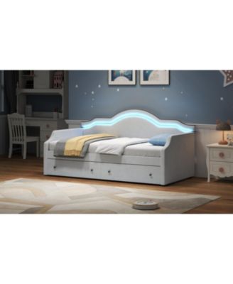 Twin Size Upholstered Daybed with LED and 2 Drawers
