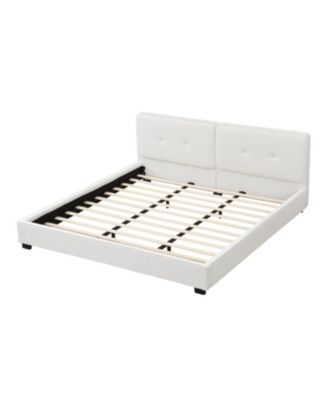 King Beige Boucle Bed Frame with Curved Tufted Headboard