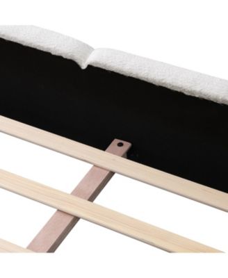 California King Boucle Platform Bed, White