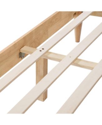 Streamdale Queen Size Solid Wood Bed Frame With Fleece Upholstered Headboard, Ivory