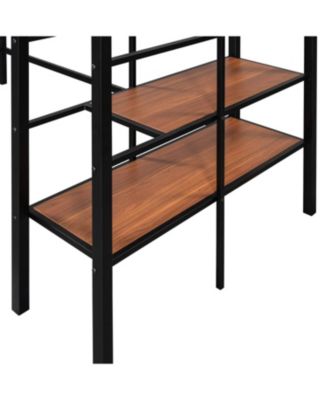 Twin Metal Loft Bed with Grid Shelf & Ladder.