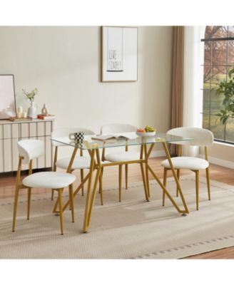 Modern White & Gold Dining Chairs (Set of 2)