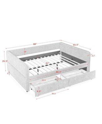 Tufted Daybed with Trundle, Queen, Boucle Fabric