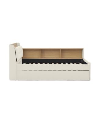 Twin Velvet Daybed with Storage, Trundle, & LED - Beige