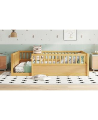 Montessori Floor Bed Frame with Fence
