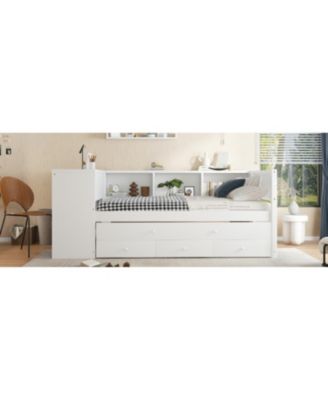 Twin Daybed with Trundle, Storage, Shelves & Desk