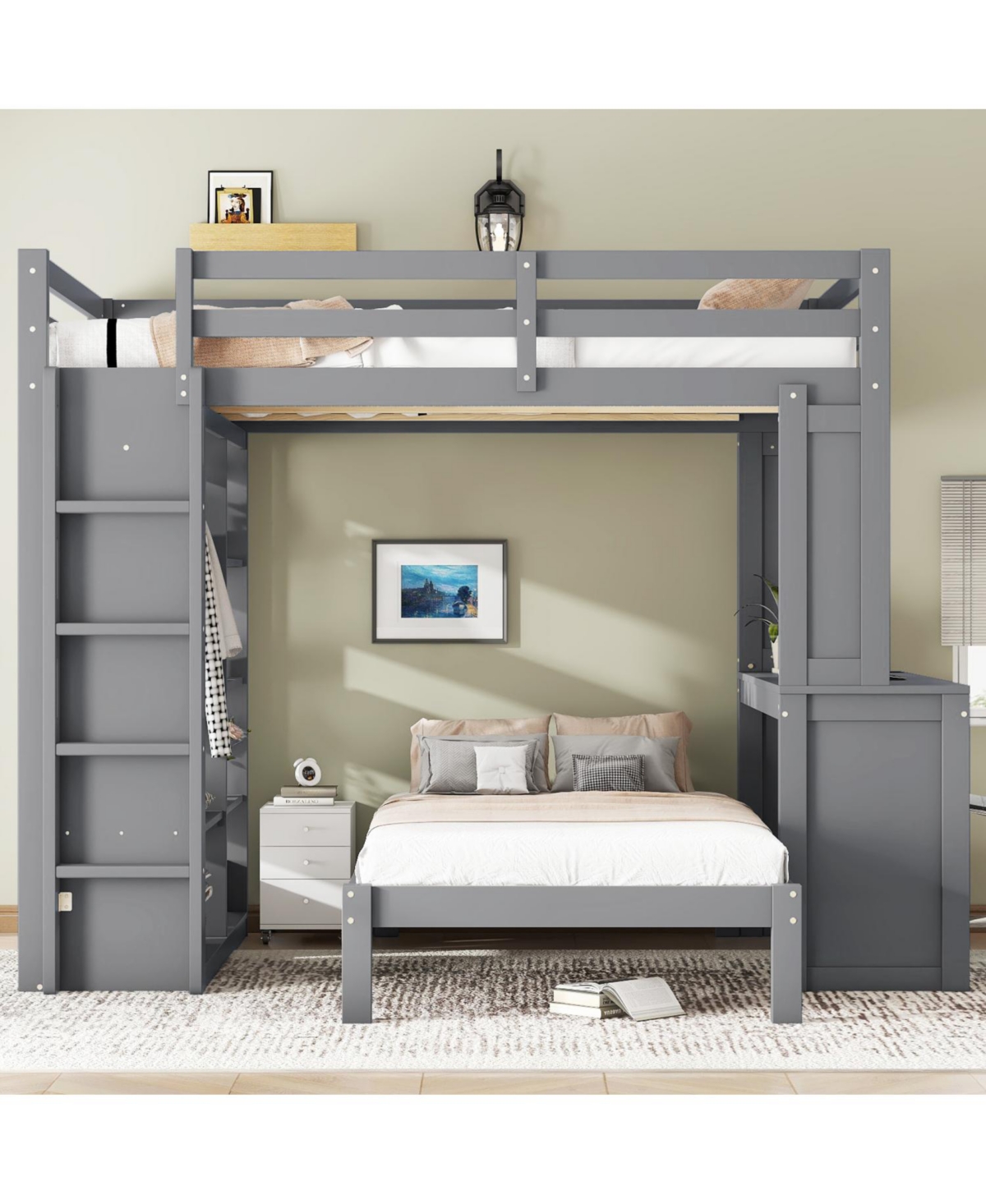 Streamdale Furniture Full Xl/Full over Twin Bunk Bed with Desk & Storage