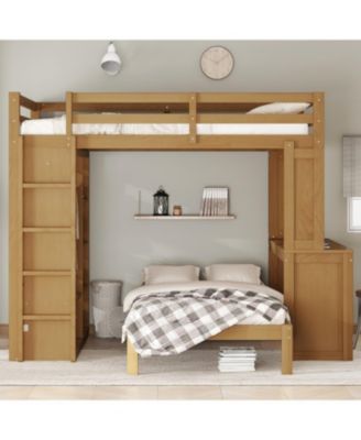 Full XL/Full Bunk Bed with Desk, Shelves & Wardrobe