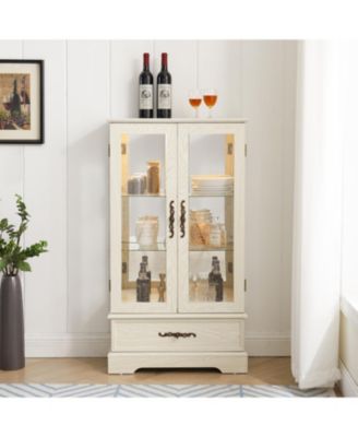 Streamdale Lighted Glass Curio Cabinet - 2-Door Display, Adjustable Shelves