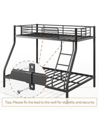 Metal Bunk Bed, Twin Over Full Size Support for Adults Teens