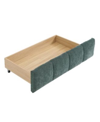  King Upholstered Bed Frame, Chenille Fabric, Headboard, Storage Drawer - Green