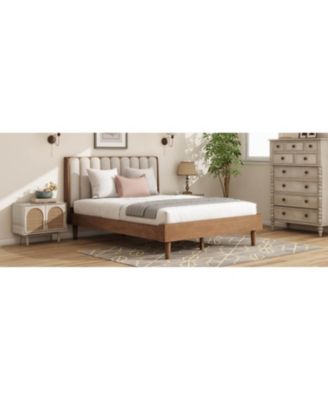 Queen Wood Bed Piano Key Headboard