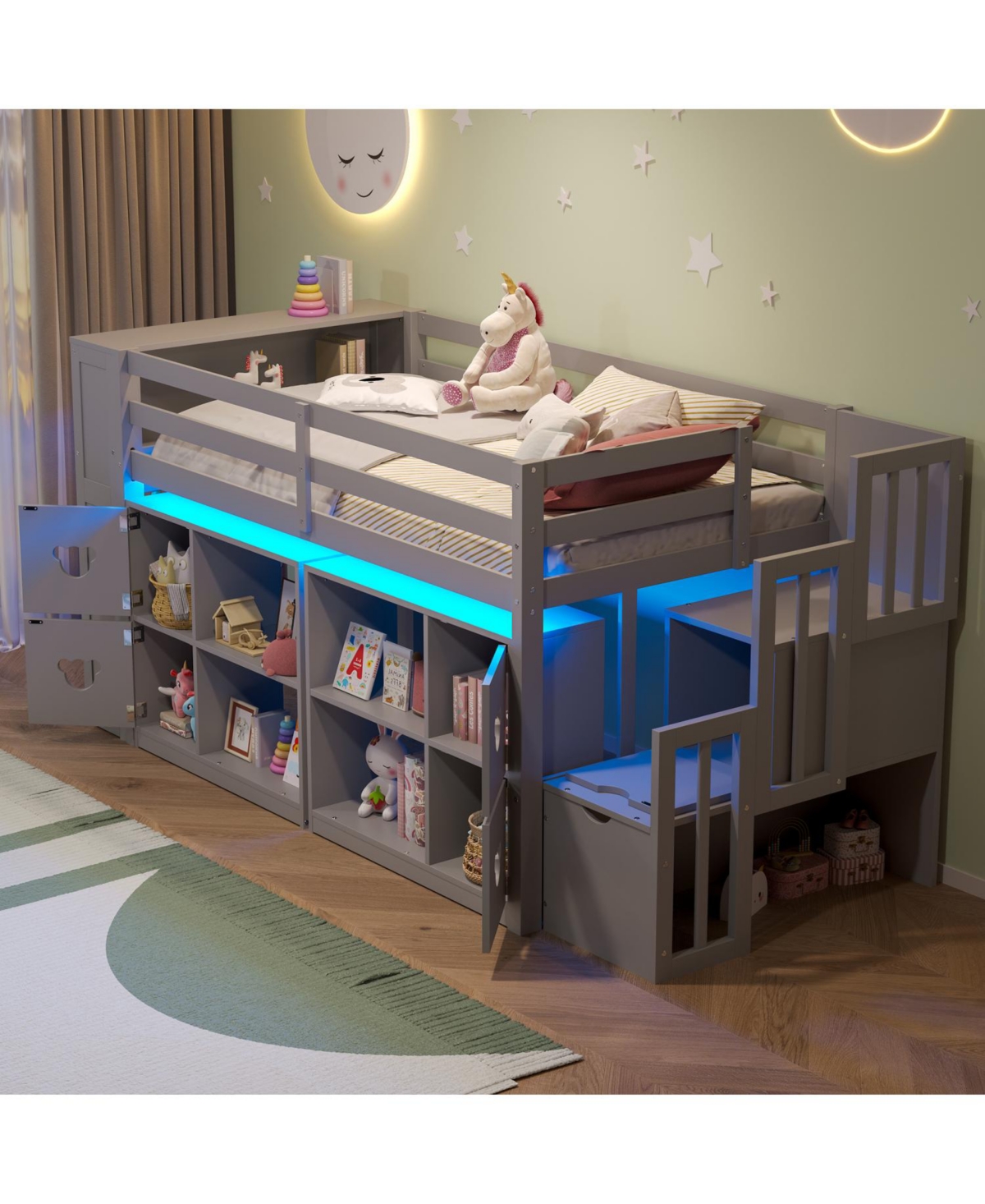 Streamdale Furniture Kids' Pine Loft Bed with Storage