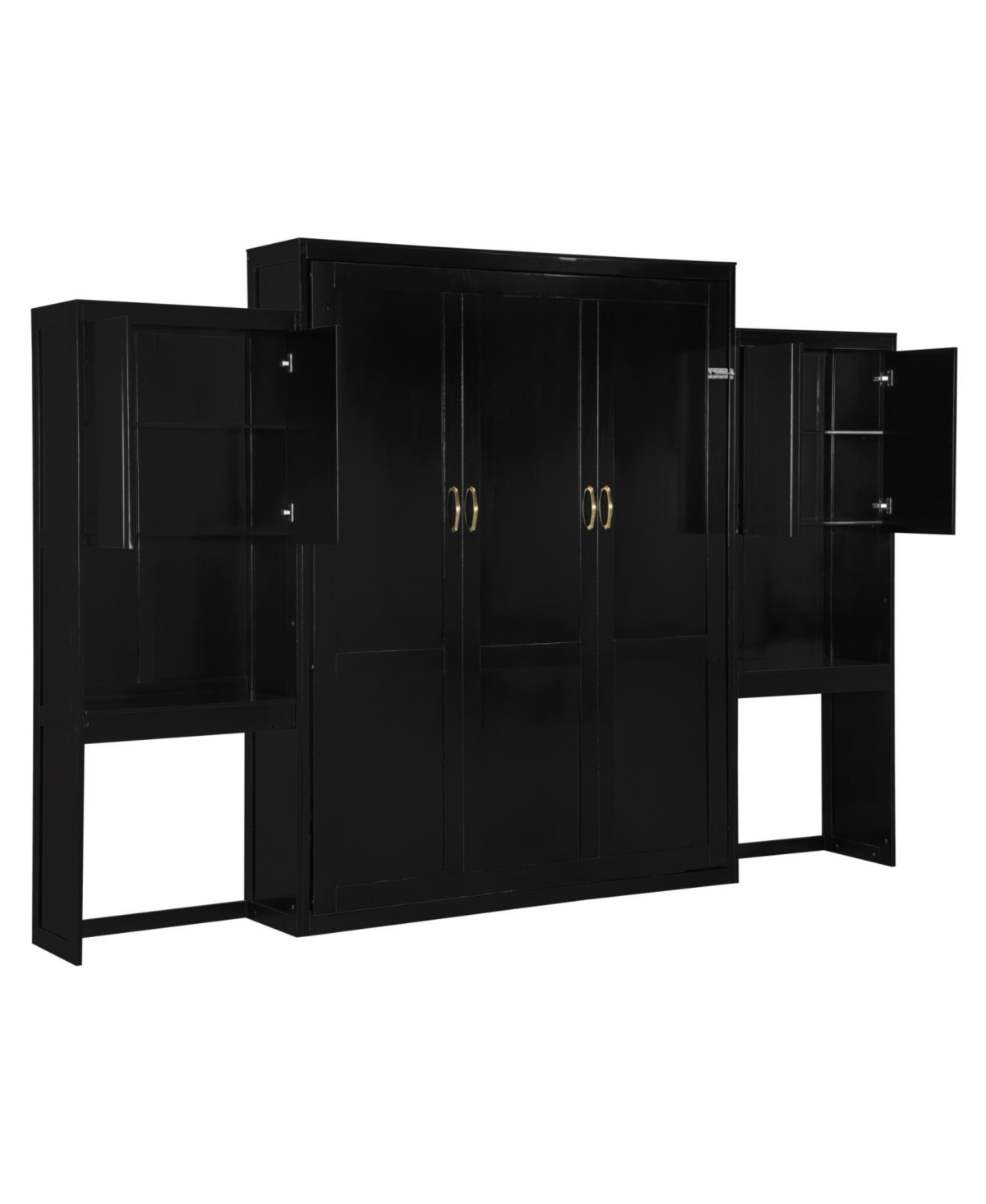 Streamdale Furniture Queen Size Murphy Bed with Desk Vanity and Cabinets Espresso