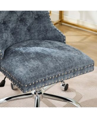 Light Blue Chenille Tufted Office Chair