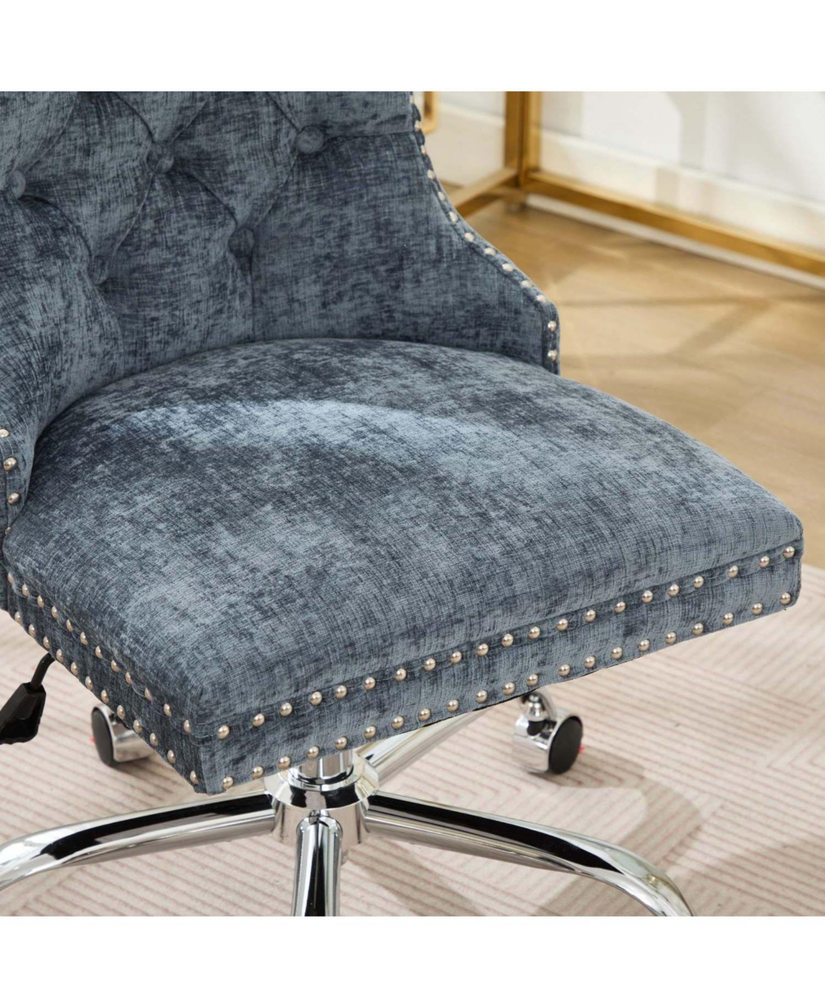 Streamdale Furniture Light Blue Chenille Tufted Office Chair