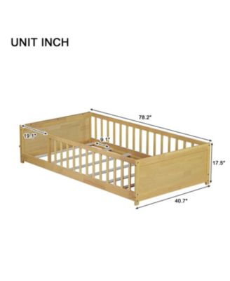 Twin Floor Platform Bed w/ Book Rack Natural