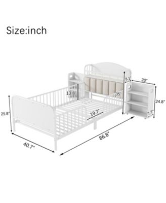 Streamdale Twin Metal Platform Bed with Light & Storage Shelves, White