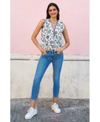 Women's Floral Reversible Quilted Vest Jacket