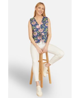 Women's Floral Reversible Quilted Vest Jacket