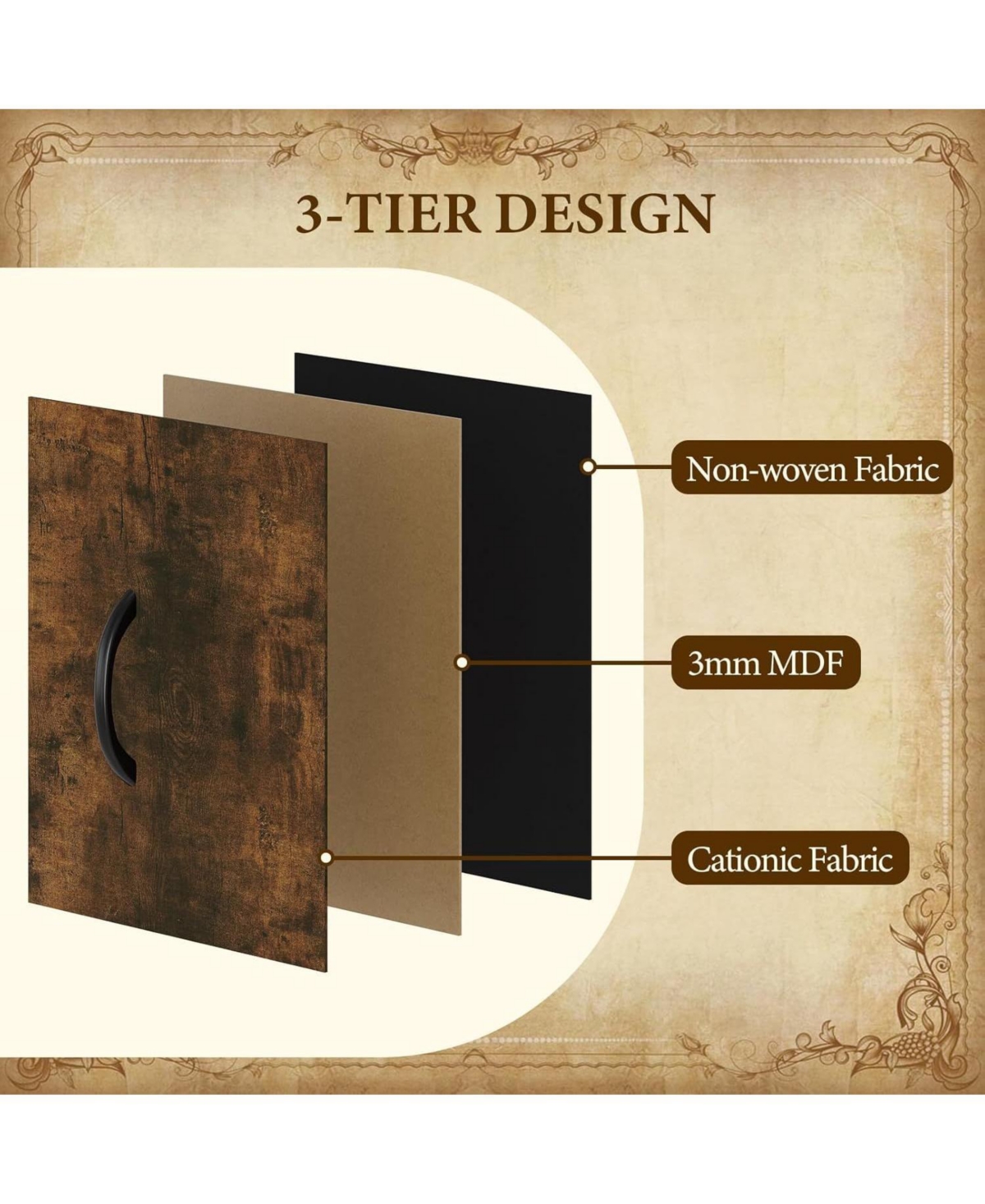 gaomon 15-Drawer Modern Tall Dresser, 48" Fabric Storage Chest, Steel Frame, Wood Top, Bedroom, Closet, Living Room