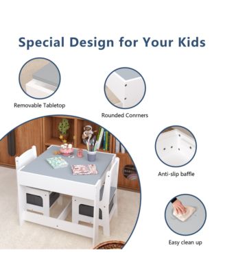  Kids 3-in-1 Activity Table & Chair Set with Storage