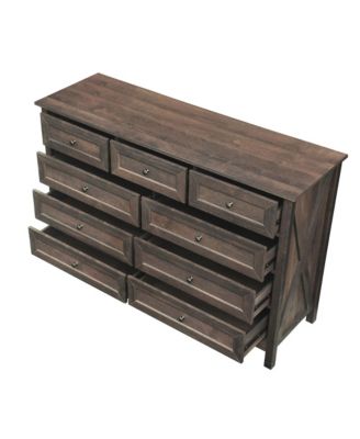  Rustic Wood 9-Drawer Dresser - Brown