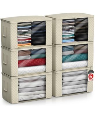 Foldable Storage Bag Organizers, Large Clear Window & Carry Handles, Great for Clothes, Blankets, Closets, Bedrooms, and more
