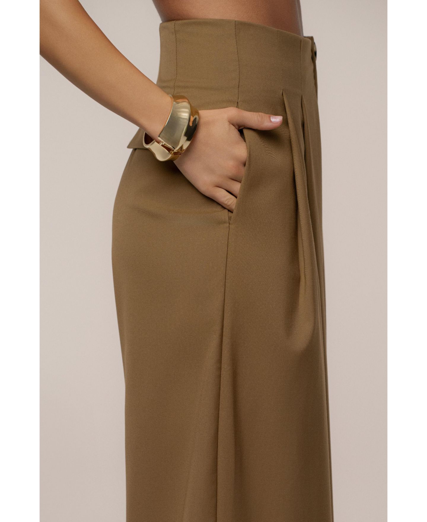 Женские брюки JLUXLABEL Polished Pleat Trouser, цвет: Бежевый — фото 6