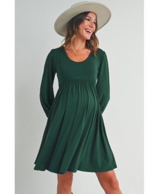 Women's Long Sleeve Empire Waist Scoop Neck Maternity Dress